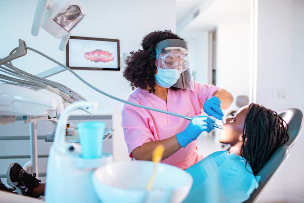Close up of a little girl having a dentist appointment